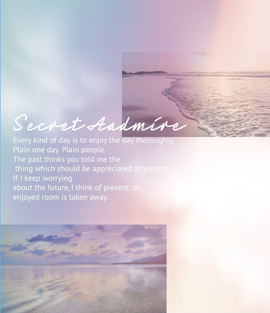 シークレットアドマイア憧れをラフに着るエモーショナルな雰囲気の沖縄の海と空をビッグTシャツのバックにプリントしています